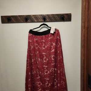 LuLaRoe Burgundy Lace Overlay Maxi A-Line Skirt